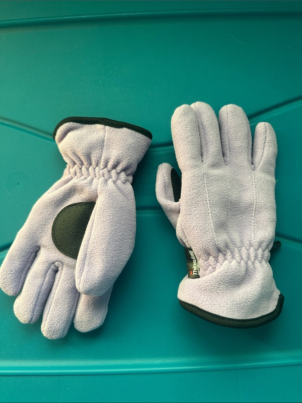Ladie’s Light Lavender Fleece Winter Gloves with Black Reinforced Palm